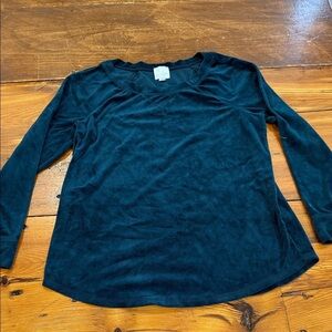Sunday Dark Teal Green Women's Velour Sweater Top Short Size Medium